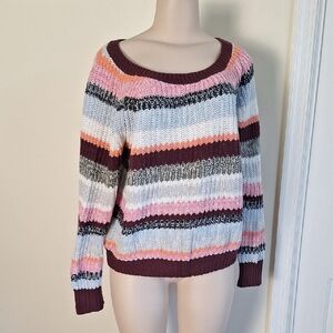 Abercrombie & Fitch Women's Striped Sweater - Pink, Orange, Blue Size XL